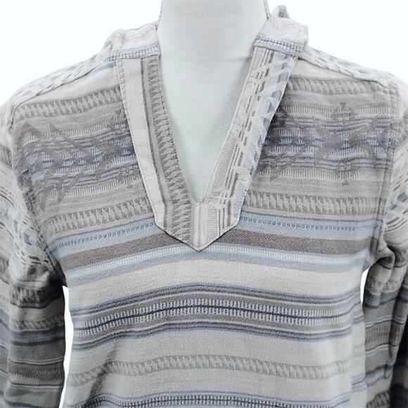 Faherty Baja Poncho Hoodie Sweater Aztec Southwestern Print Kangaroo Pocket XS - Picture 2 of 7